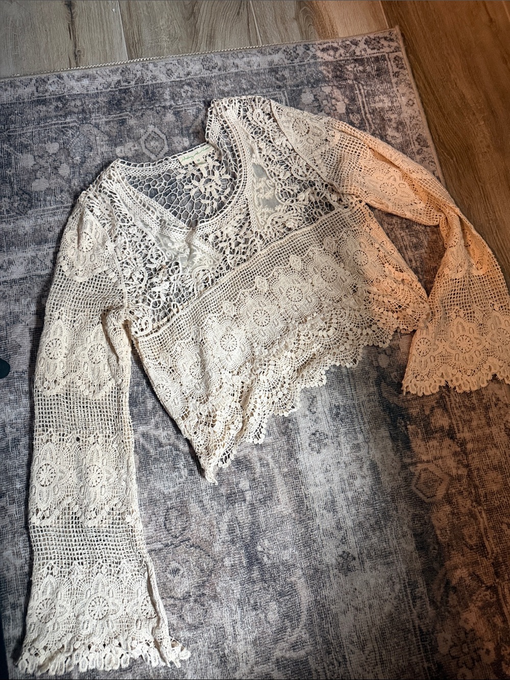 Staring at Stars Cream Crochet Lace Peasant Top